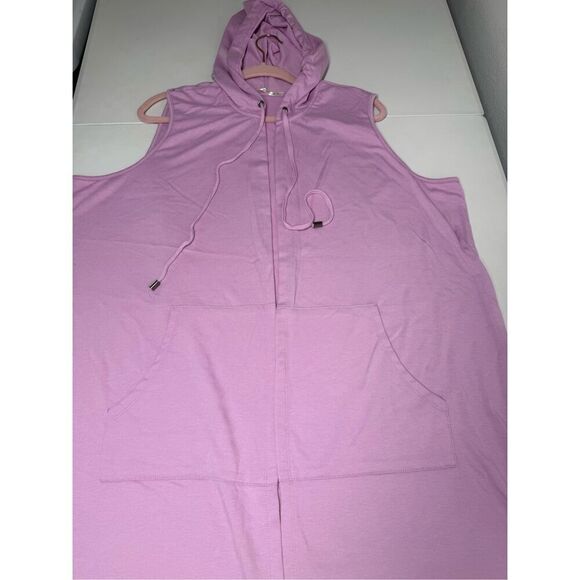 Cyrus Women's Sleeveless Open Front Cardigan Hooded w/Pockets Plus Size 2X Pink - Picture 6 of 9